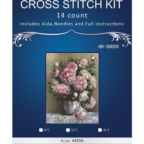 Top Quality Lovely Hot Sell Counted Cross Stitch Kit Old World Holiday Ornaments Similar DMC hh-30059 Flowers In vase