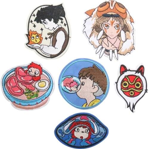 Japanese Anime Goldfish on the cliff Cloth On Patches Badge For DIY Clothes Sticker T-shirt Embroideried Badge Patches Applique