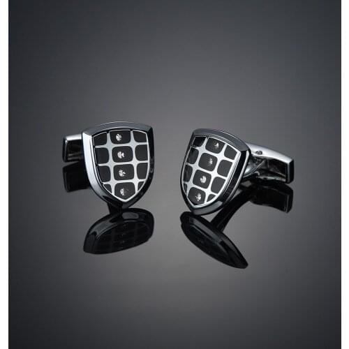 1 Pair Jewelry Enamel Grid Shield Shirt Cuff Links French High Quality Cufflinks For Mens Luxry Brand Cuff Buttons Bussiness