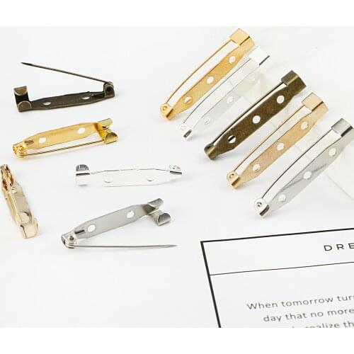 20pcs Brooch Clip Iron Pins Blank Base Locking Safety Clasp Holder Connectors Accessories For DIY Supplies Parts Jewelry Making