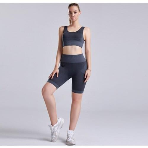 Women Seamless Yoga Set 2 piece set Gym Clothing Sports Bra and High Waist Leggings Workout Running Clothes Women Sport Set