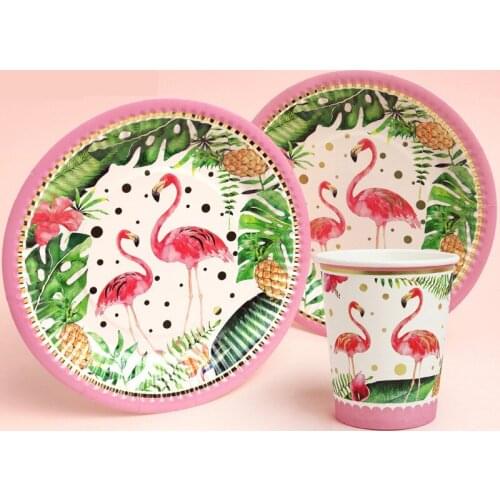 10Pcs/Set Flamingo Disposable Tableware Paper Cup Birthday Table Decoration Team Bride To Be Wedding Party Supplies SD26
