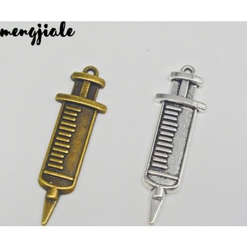 10PCS Hot sell alloy charms Medical Syringe Charm Hand Crafted Supplies 43*13mm