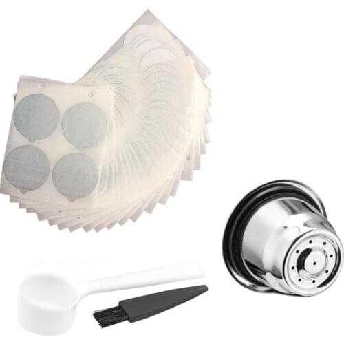 3 Pack Reusable Nespresso Capsules with 100 Foil Lids- Stainless Steel Refillable Coffee Pods for Nespresso Machines