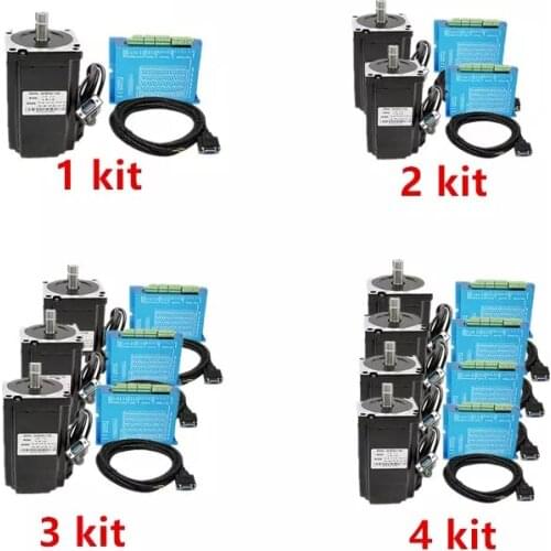 4 axis Nema34 Closed loop motor kit：Nema 34 stepper motor 4.5N 8.5N 12N motor+HBS860H Servo driver dc motor set