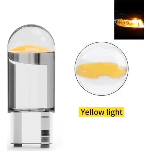 50Pcs Yellow 1LED COB 158 W5W 2825 168 192 194 T10 Wedge Bulbs 12V For Car Side Marker Lights Dome Map Door License Plate Light