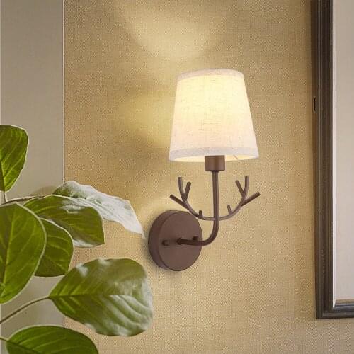 7W LED Wall Sconces Light Fixtures Bedside Lamp E14 Bulb Fabrics Lampshade Plug Lighting Bedroom Living Room