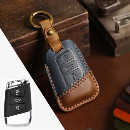 Fashion Car Genuine Leather Key Case Cover For VW Passat B8 CC Magotan For SKoda A7 Octavia Superb Remote Key Protect Accesories