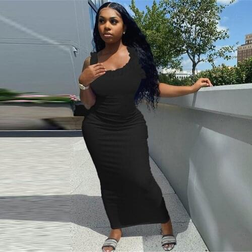 Black White Cascading Ruffles Women Tank Dress Women Sexy Low Neck Sleeveless Bandage Dress Summer Basic Body-shaping Vestido