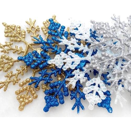 Xmas Tree Decor 12pcs 10cm Gold Powder Snowflake Noel Ornaments Christmas Decorations for Home New Year Decor Navidad DIY Craft