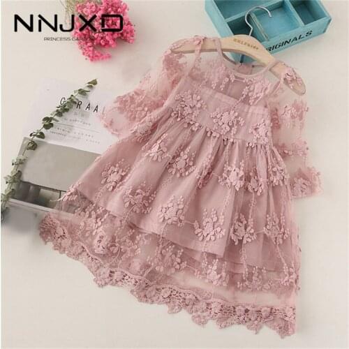 Kids Dress for Girls Dress Summer Dress Floral Design Wedding Birthday Party For Girls Long Sleeve For 3 To 7 Yeas Little Girls
