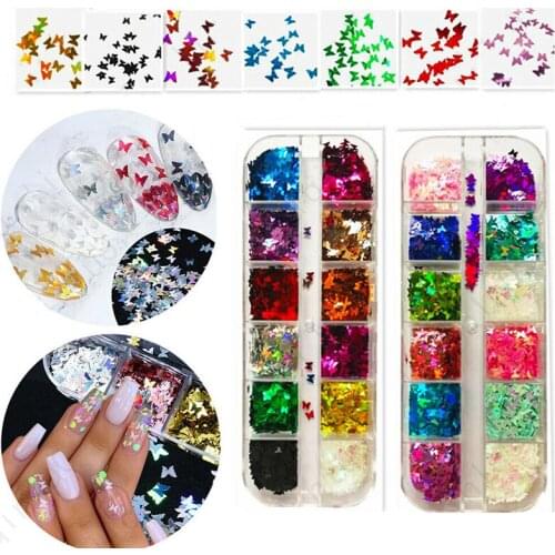 Holographic Butterfly Shape Nail Art Glitter Micro Laser Star Flakes 3D Silver Gold Sequins Polish Manicure Nail Decoration