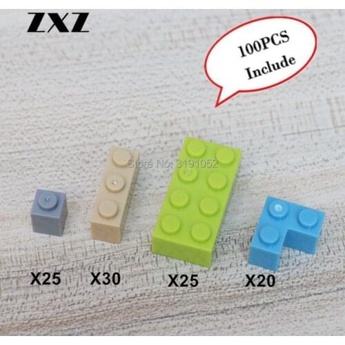 DIY Toys MOC Brick 1 x 1 1 x 3 2 x 4 Plastic Building Blocks Assemble Small Particle Educational Toys for Girls & Boys 100PCS