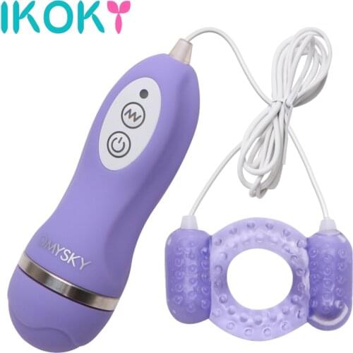 IKOKY Vibrating Cock Ring Sex Toys For Men Penis Stimulator Egg Vibrator Male Masturbator Persistent Ring Vibrate Penile Ring