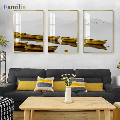 Sailing Yellow Boats Canvas Painting Seascapes Wall Pictures For Living Room Nordic Posters And Prints Decorative Office Decor