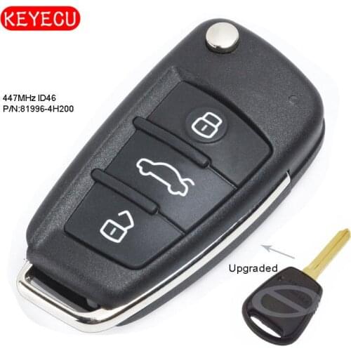 Keyecu Upgraded Folding Remote Key Fob 447MHz ID46 for Kia & Hyundai P/N: 81996-4H200