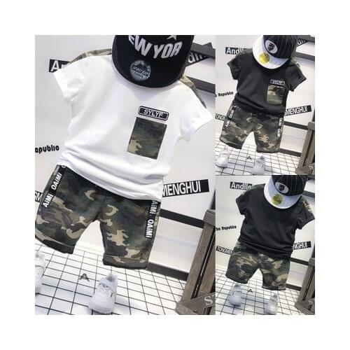 Baby Boys Clothing Sets 2020 Summer New Childrens Camouflage Sport Suits Kids Boys Short Sleeve T Shirt+shorts 2pcs Sets 2-7Y