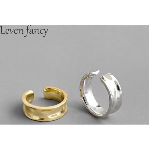 1 Piece Minimalist 925 Sterling Silver Irregular Concave Convex Ear Clips 11mm Circle None Piercing Hoop Earrings for Girls