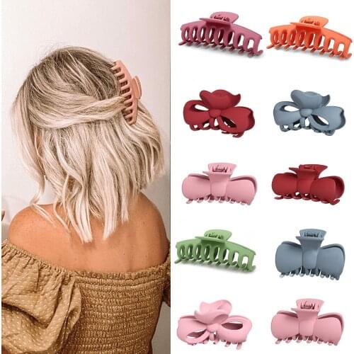 Fashion 3Pc Korean Solid Color Big Hair Claws Elegant Acrylic Hair Clips Hairpins Headwear for Women Girls Hair Accessories