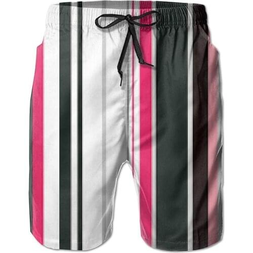 Mens Colorful Stripes Summer Beach Shorts Leisure Quick Dry Swimming Pants