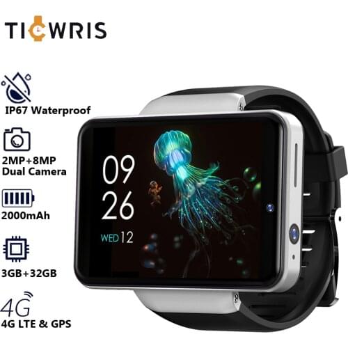 TICWRIS Max S 4G Android Smart Watch Phone 2.4" Display Face ID 2000mAh 3GB 32GB 8MP Dual Camera GPS Bluetooth Smartwatch Men