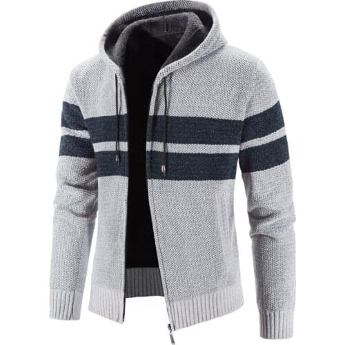 Men Casual Fleece Cardigan Winter Men Slim Hooded Sweaters Outwear Male Thick Warm Sweatercoats M-3XL