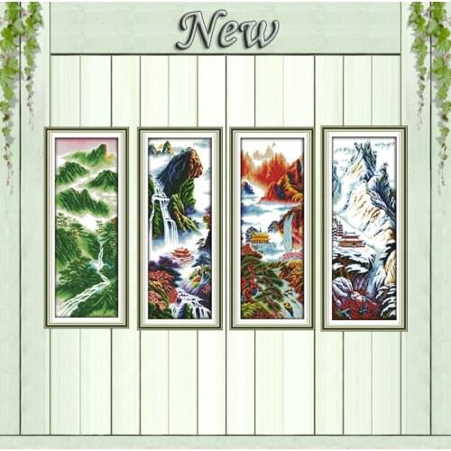 Autumn spring Mountain scenery diy painting counted printed on canvas DMC 11CT 14CT kits Cross Stitch embroidery needlework Sets