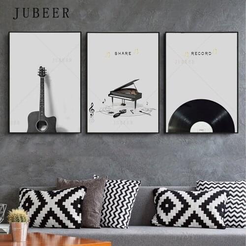 Nordic Style Music Art Poster Guitar Poster Piano Record Wall Picture for Living Room Cuadros Decoration Home Decor