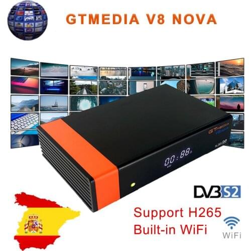 NEW GTMedia V8 Nova DVB-S2 Satellite Receiver H.265 Buil-In WIFI Support For Europe Country Set Top Box Decoder Stock in Spain