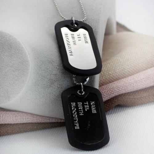 Black four composing the double card American soldiers brand dog tag necklace