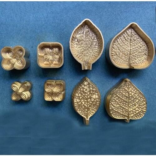 Flower Pyrographic Tools Lilac Hydrangea Rose Leaves Copper Mold Handmade Dyeing Cloth Flower DIY Accessories