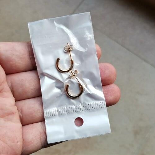 Gold Color Size 10mm Semicircle Hoop Earrings Ear Loop Smooth Ring 316 Stainless Steel Jewelry IP Plating Anti Allergy