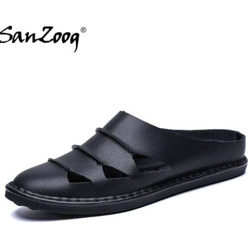 Microfiber Leather Casual Summer Slip On Fashion Half Shoes For Men Breathable Mens Slip-ons Low Trend 2020 Plus Size