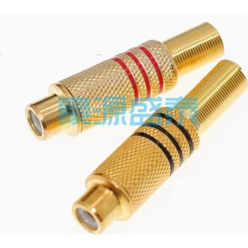 Gold-Plated RCA Female Plug Connector welding Type Red/Black For Audio/Video CCTV Camera Accessories