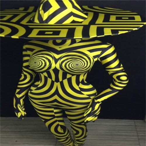R31 Sexy ballroom dance costumes dj stage bodysuit tights jumpsuit party outfits clothe printed gogo dress singer performance dj