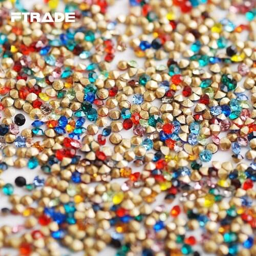 Mix Color 17 Colors Glass Point Back Small Size Shine Crystal Chaton Round Nails Rhinestones Dress DIY Faceted Decoration