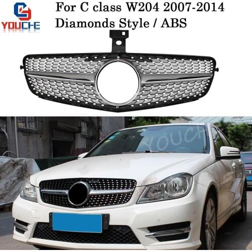 W204 Diamonds Grille Mesh for Mercedes C Class W204 2007 - 2014 C180 C220 C250 C300 C350 Front Bumper Grill