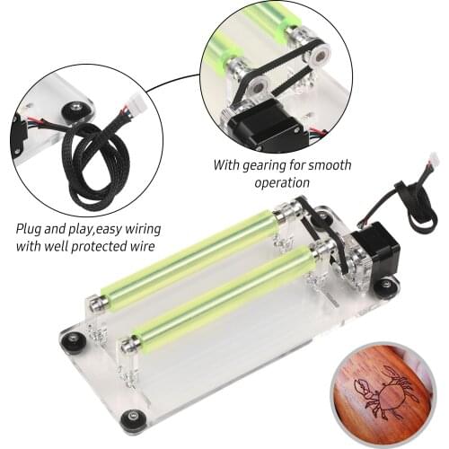 Rotary Roller for Engraving Machine Adjustable Rotating Shaft Engraver Module Accessory for Engraving Cutting Cylindrical Object