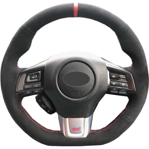 Hand Sewing Auto Car Steering Wheel Cover Wrap Suede Cow Leather For Subaru WRX (STI) Levorg 2015 2016 2017 2018 2019 2020 2021