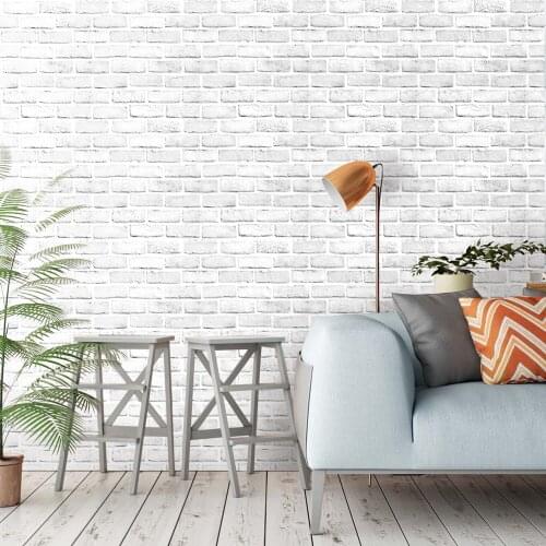 Peel and Stick Faux Brick White/Grey Wallpaper Self Adhesive Contact Paper Bathroom Decorative Wallcoverings