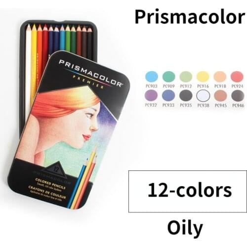 Sanford Prismacolor Premier Soft Core 12-colors Oily Colored Pencils,Sketching Pencil for Artist,Tin Box,Painting and Coloring