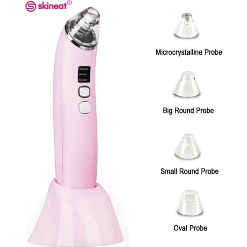 Skineat Blackhead Vacuum Suction Pore Vacuum Cleaner Facial Blackhead Acne Removal Tools With 4 Suction Heads Wireless Charging