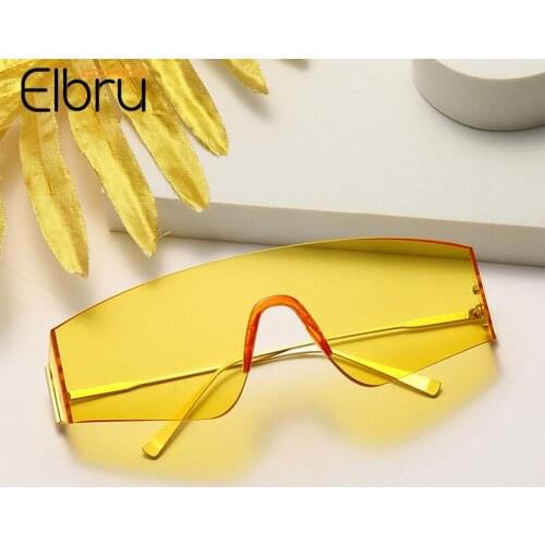 Elbru Rimless One-piece Sunglasses Men Women Fashion Outdoor Driving Spectacles Ultralight Colorful Eyewear Clear Lens Sunshades