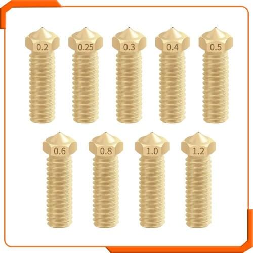 5Pcs/lot New Volcano 3D Printer All Metal Brass E3D 1.75mm Lengthen Extruder Nozzle E3D 0.4/0.6/0.8/1.0/1.2mm For Sidewinder X1