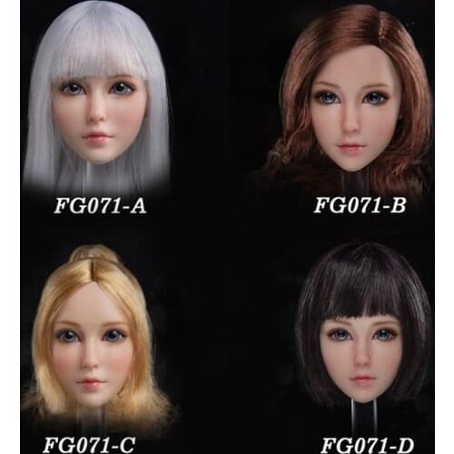 In Stock Collectible 1/6 Asian Beauty FG071 Teenage Sweet Girl Head Sculpt Craved Model for 12'' Pale Action Figure Body DIY