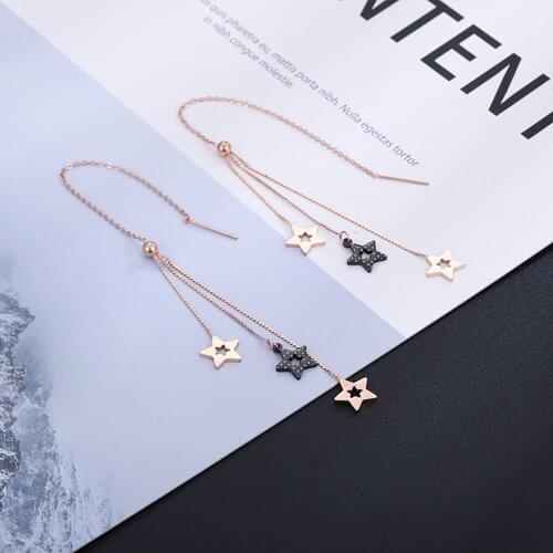 Stainless steel three stars drop earrings women minimalism multilayer earrings stars jewellery gift for him