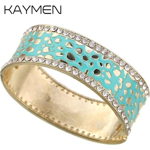 KAYMEN All Seasons Womens Colorfull Enamel Bracelet Cuff Bracelet Bangle for Party Wedding Statement Trendy Open Bracelets