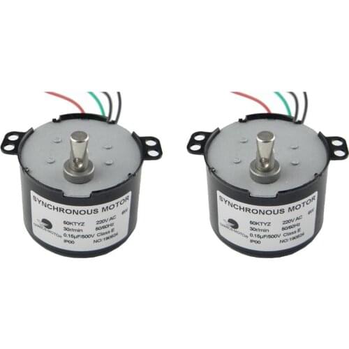 CHACNS High Speed Mini Gearbox Electric Motor 50KTYZ 220V 30RPM Synchronous Geared Motor 2PCS