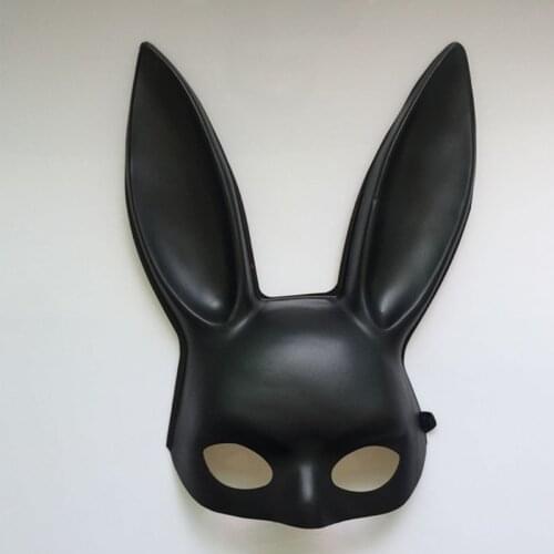 White Black Women Girl Sexy Rabbit Bunny Long Ears Mask Halloween Party Cosplay