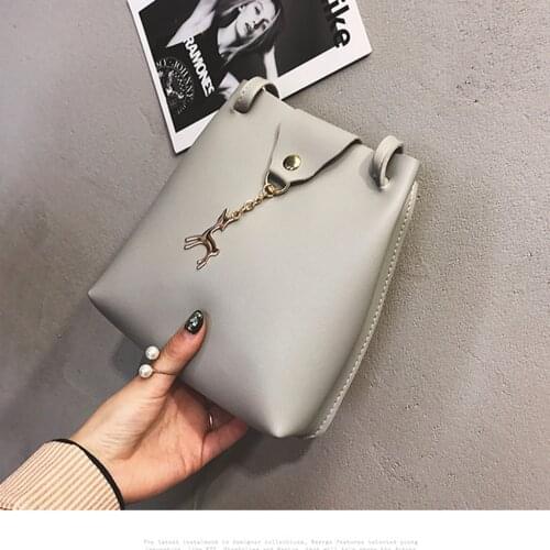 Lovoski Women Bucket Handbag Shoulder Bag Deer Pendant PU Leather Cross Body